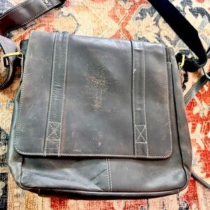 Distressed leather messenger bag
